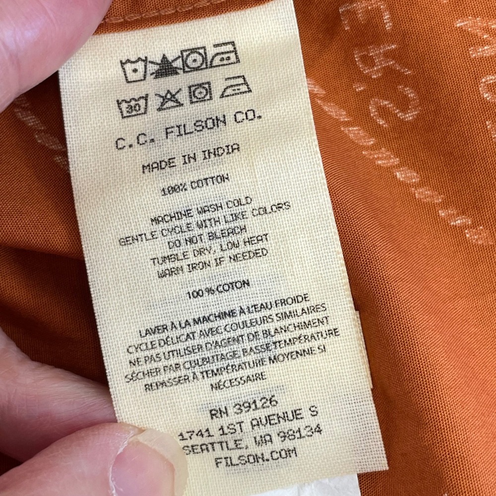 Filson Washed Short Sleeve Feather‎ Cloth Shirt XXL NWT Bourbon Knots Print - Picture 7 of 8